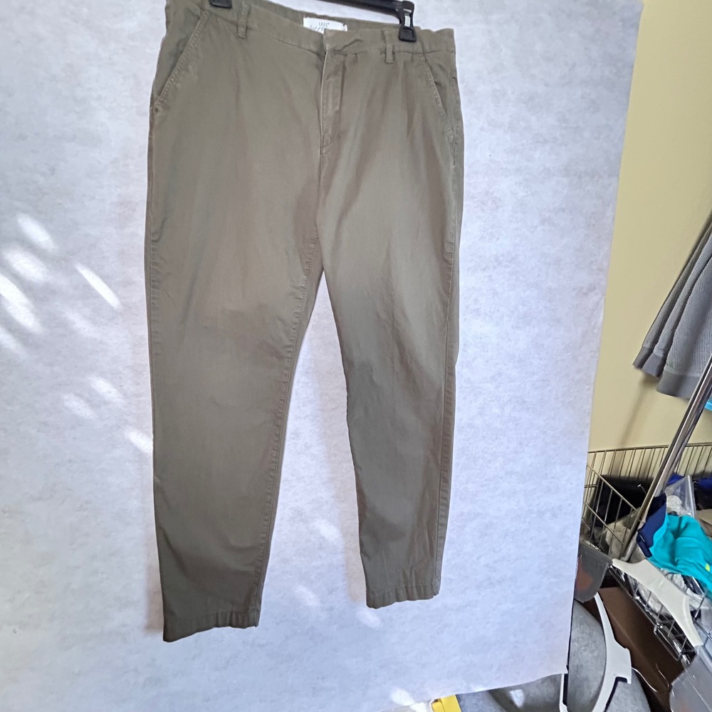 H&M LOGG Label of Graded Goods Olive Green Cotton Blend Chino‎ Pants US 12 Women